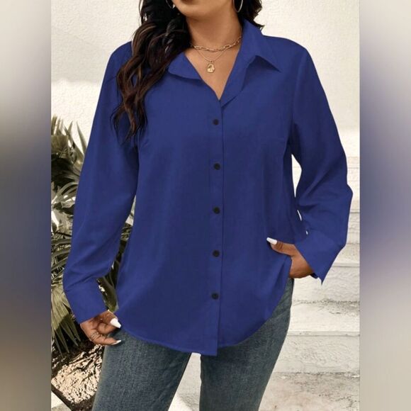 Like New Shein Size Medium Long Sleeve Button Down Collared Shirt - Picture 1 of 8